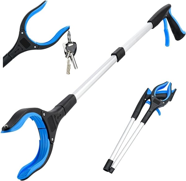 Foldable Grabber With 360° Swivel Clip, Foldable Reacher Grabber Pickup Tool with 360° Rotating Jaw & Magnet