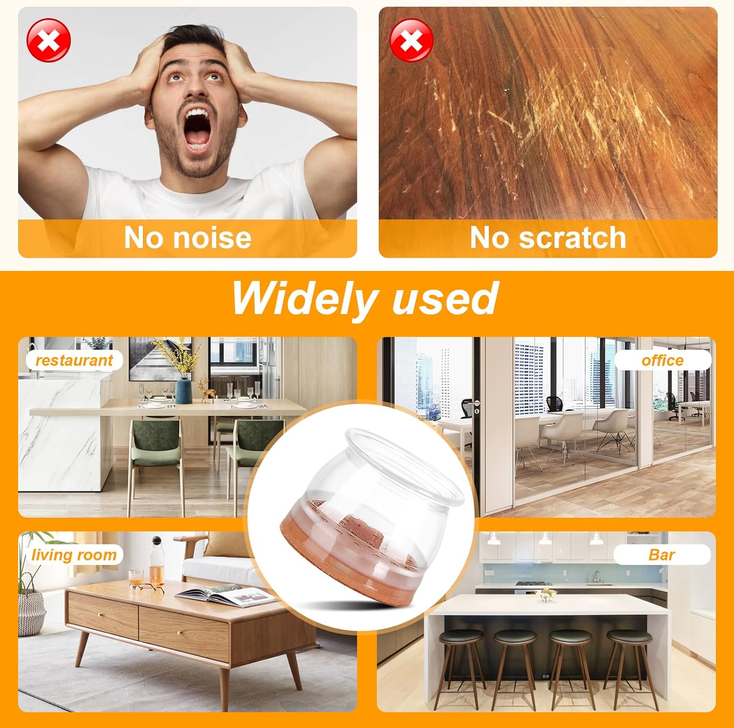 Transparent Chair Leg Floor Protector, Chair Leg Floor Protectors for Hardwood Floors
