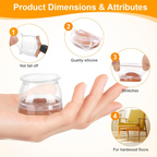 Transparent Chair Leg Floor Protector, Chair Leg Floor Protectors for Hardwood Floors