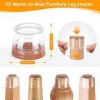 Transparent Chair Leg Floor Protector, Chair Leg Floor Protectors for Hardwood Floors