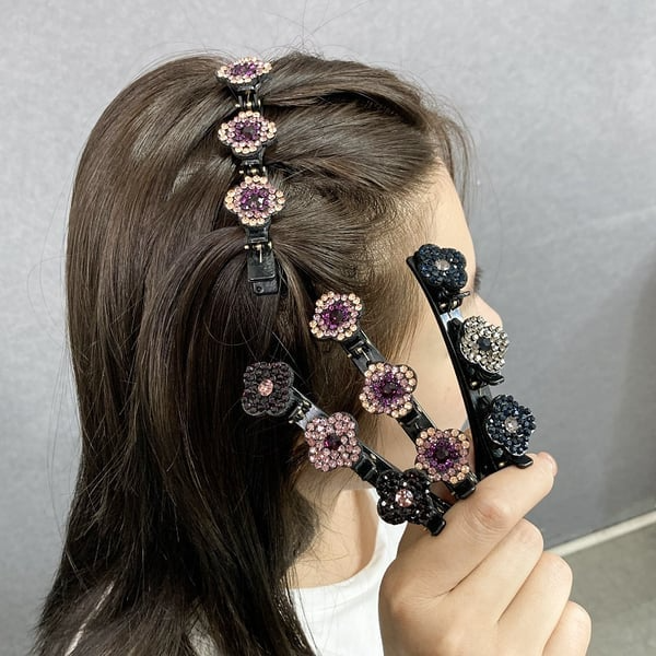 Sparkling Crystal Stone Braided Hair Clips, Braided Hair Clips for Women and Girls
