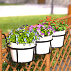 Hanging Flower Stand, Iron Hanging Plant Holder Over The Rail Metal Fence Planters