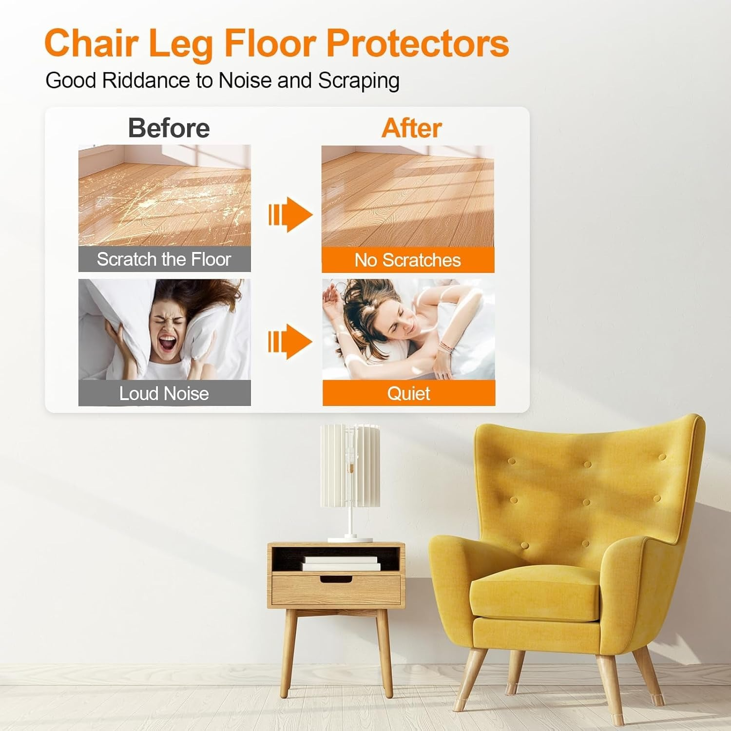 Transparent Chair Leg Floor Protector, Chair Leg Floor Protectors for Hardwood Floors