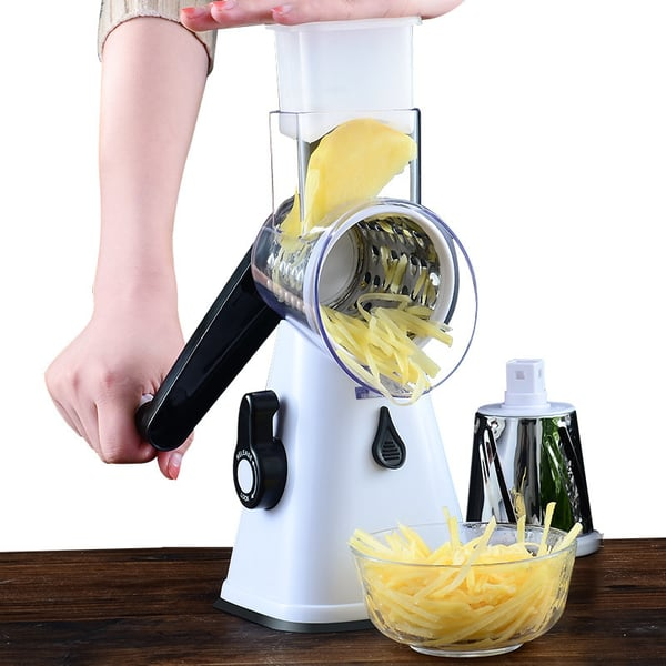 Multifunctional Vegetable Cutter & Slicer, Kitchen Shredder Speed Mandolin Slicer Nuts Grinder with Handle and Drum Blades for Cheese, Vegetable, Walnuts, Chocolate, Potato, Carrot