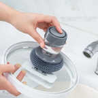 Kitchen Soap Dispensing Palm Brush, Add Liquid Multifunctional Dishwashing Brush Kitchen Cleaning Tool
