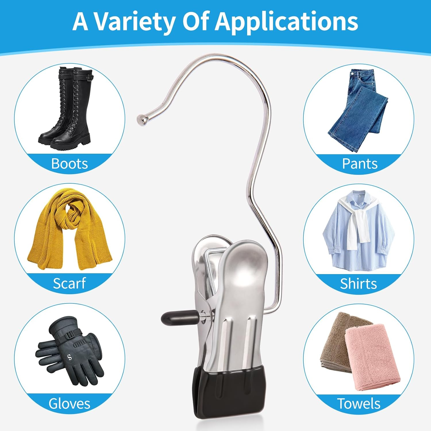 Laundry Hook Hanger Clips, Heavy Hanger Clips for Closet, Laundry Hooks Hanging Clips with, Clothespin for Clothes Pants