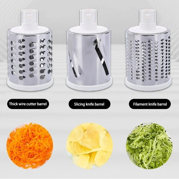 Multifunctional Vegetable Cutter & Slicer, Kitchen Shredder Speed Mandolin Slicer Nuts Grinder with Handle and Drum Blades for Cheese, Vegetable, Walnuts, Chocolate, Potato, Carrot