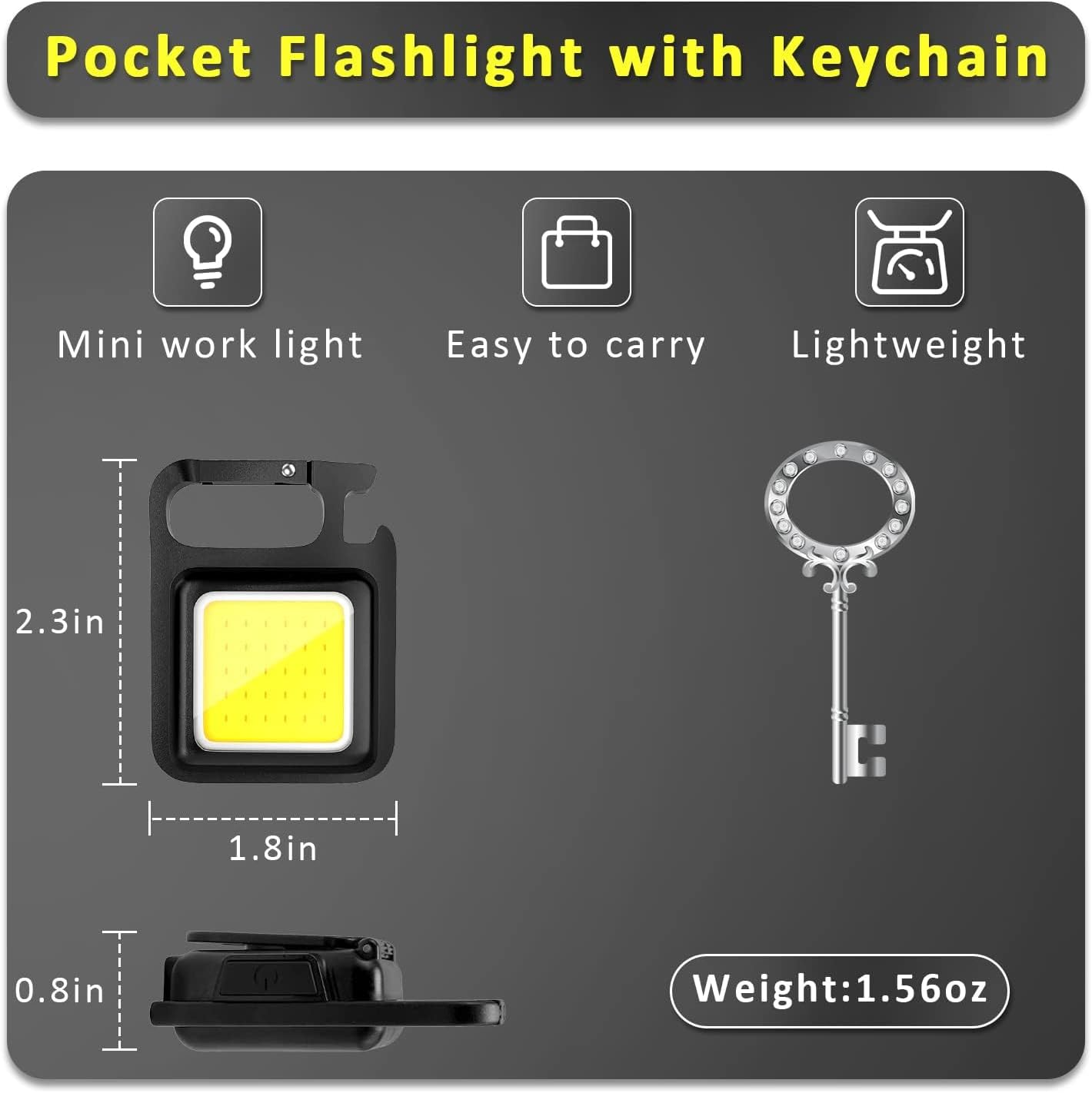 Rechargeable COB Waterproof Portable LED Work Light, High Lumen Super Bright LED Work Light with Magnet