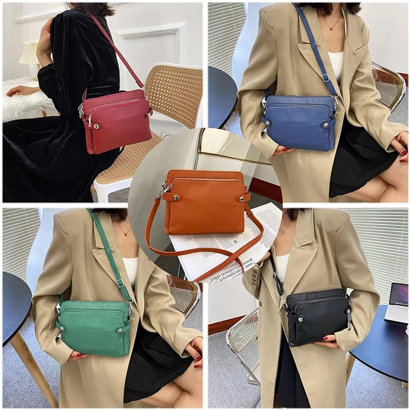 Crossbody Leather Shoulder Bags and Clutches, Purse With Built Multiple Compartments