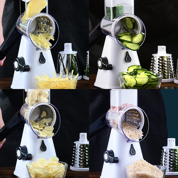 Multifunctional Vegetable Cutter & Slicer, Kitchen Shredder Speed Mandolin Slicer Nuts Grinder with Handle and Drum Blades for Cheese, Vegetable, Walnuts, Chocolate, Potato, Carrot
