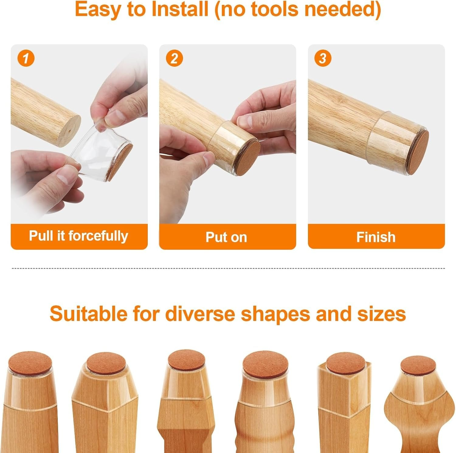 Transparent Chair Leg Floor Protector, Chair Leg Floor Protectors for Hardwood Floors