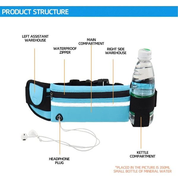 Portable Outdoor Waterproof Belt Bag, Unisex Phone Holder Running Belt