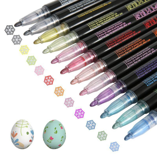 Marker Pen for Highlight, Shimmer Outline Glitter Markers
