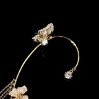 Butterfly Tassel Style Zircon Earrings for Women No Piercing Zircon Butterfly Ear Clip