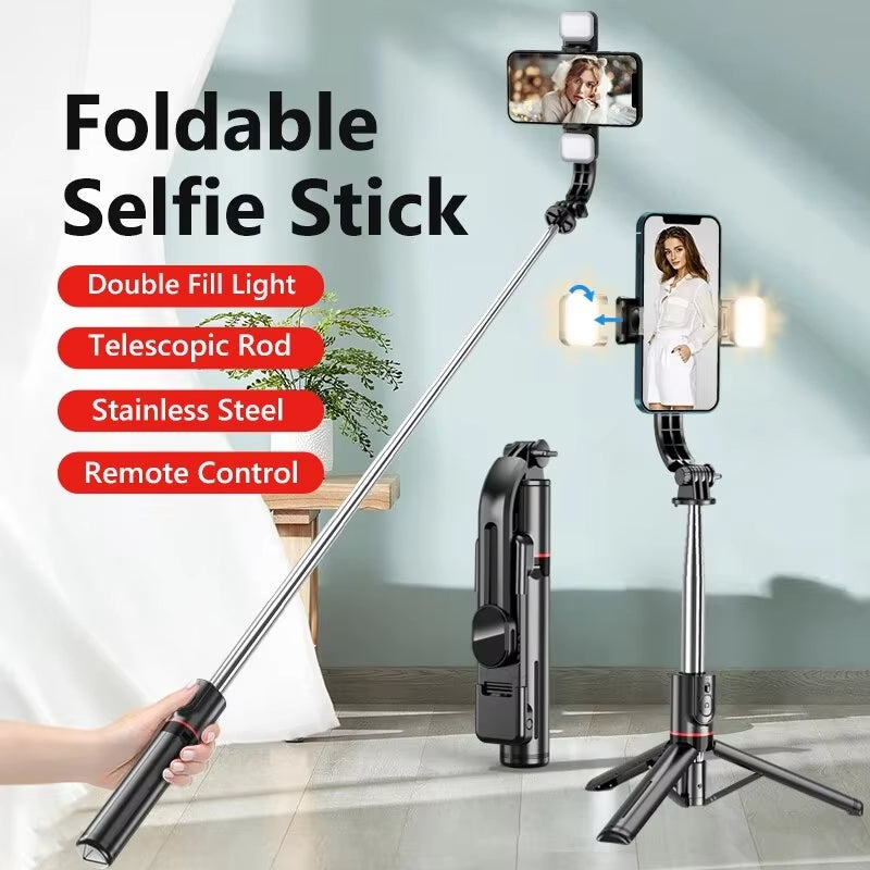 Selfie Stick Tripod with Light, Selfie Stick Tripod with Fill Light Wireless Bluetooth