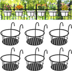 Hanging Flower Stand, Iron Hanging Plant Holder Over The Rail Metal Fence Planters