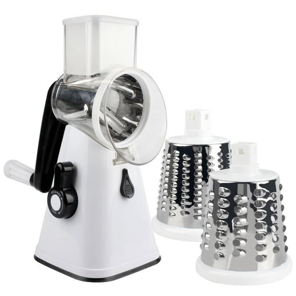 Multifunctional Vegetable Cutter & Slicer, Kitchen Shredder Speed Mandolin Slicer Nuts Grinder with Handle and Drum Blades for Cheese, Vegetable, Walnuts, Chocolate, Potato, Carrot