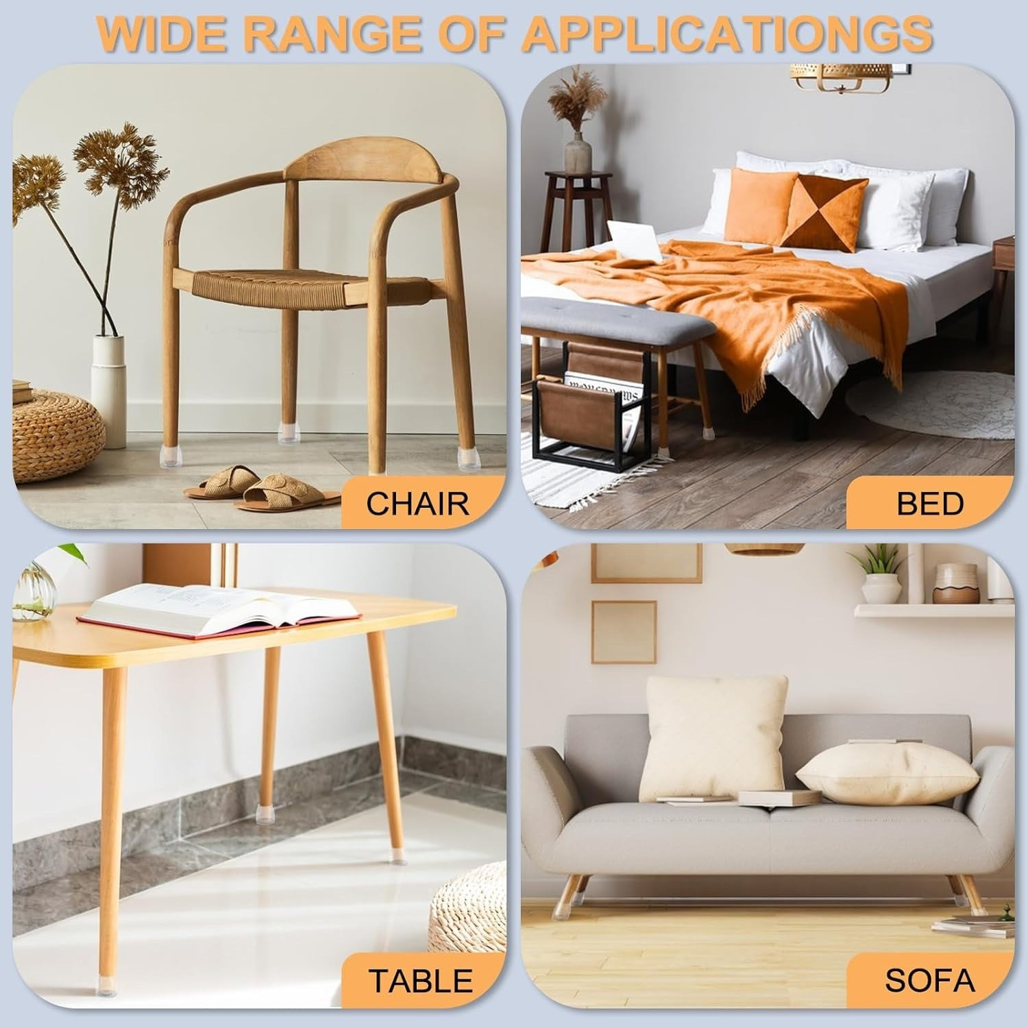 Transparent Chair Leg Floor Protector, Chair Leg Floor Protectors for Hardwood Floors