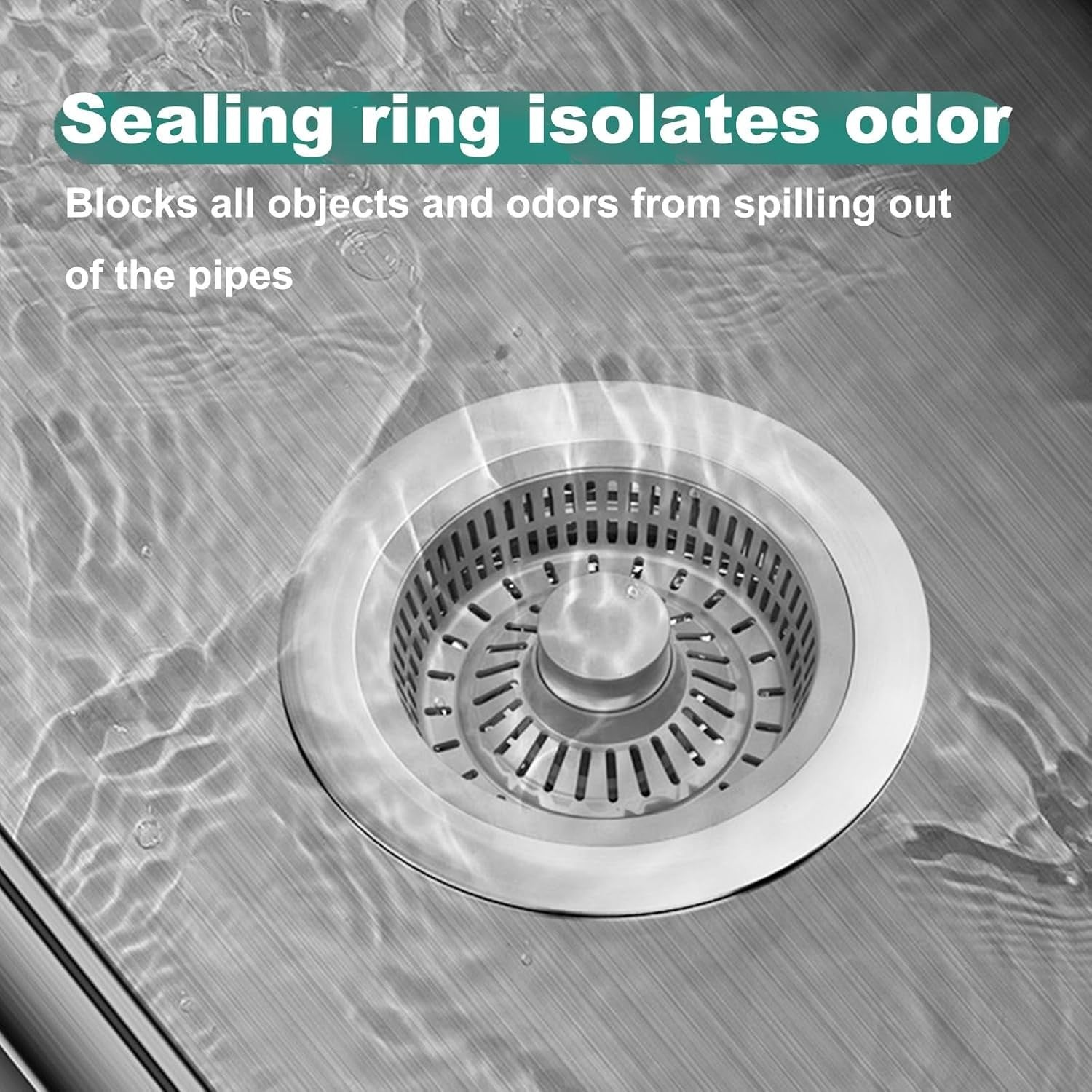 3-in-1 Kitchen Sink Drain Strainer & Stopper, Kitchen Sink Drain Strainer & Stopper with Basket, Stainless Steel Drain Plug Cover Catcher for Food Waste