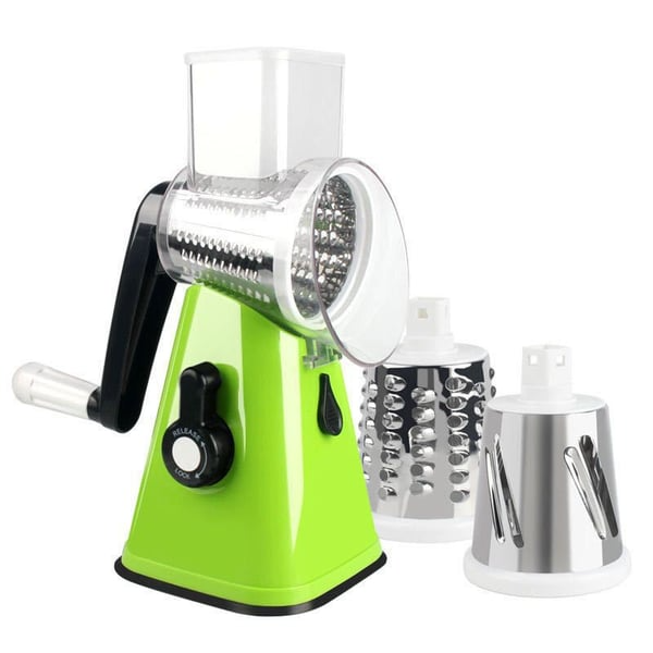 Multifunctional Vegetable Cutter & Slicer, Kitchen Shredder Speed Mandolin Slicer Nuts Grinder with Handle and Drum Blades for Cheese, Vegetable, Walnuts, Chocolate, Potato, Carrot