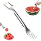 2-in-1 Stainless Steel Fruit Cutter, Dual Head Watermelon Fork Slicer Tool
