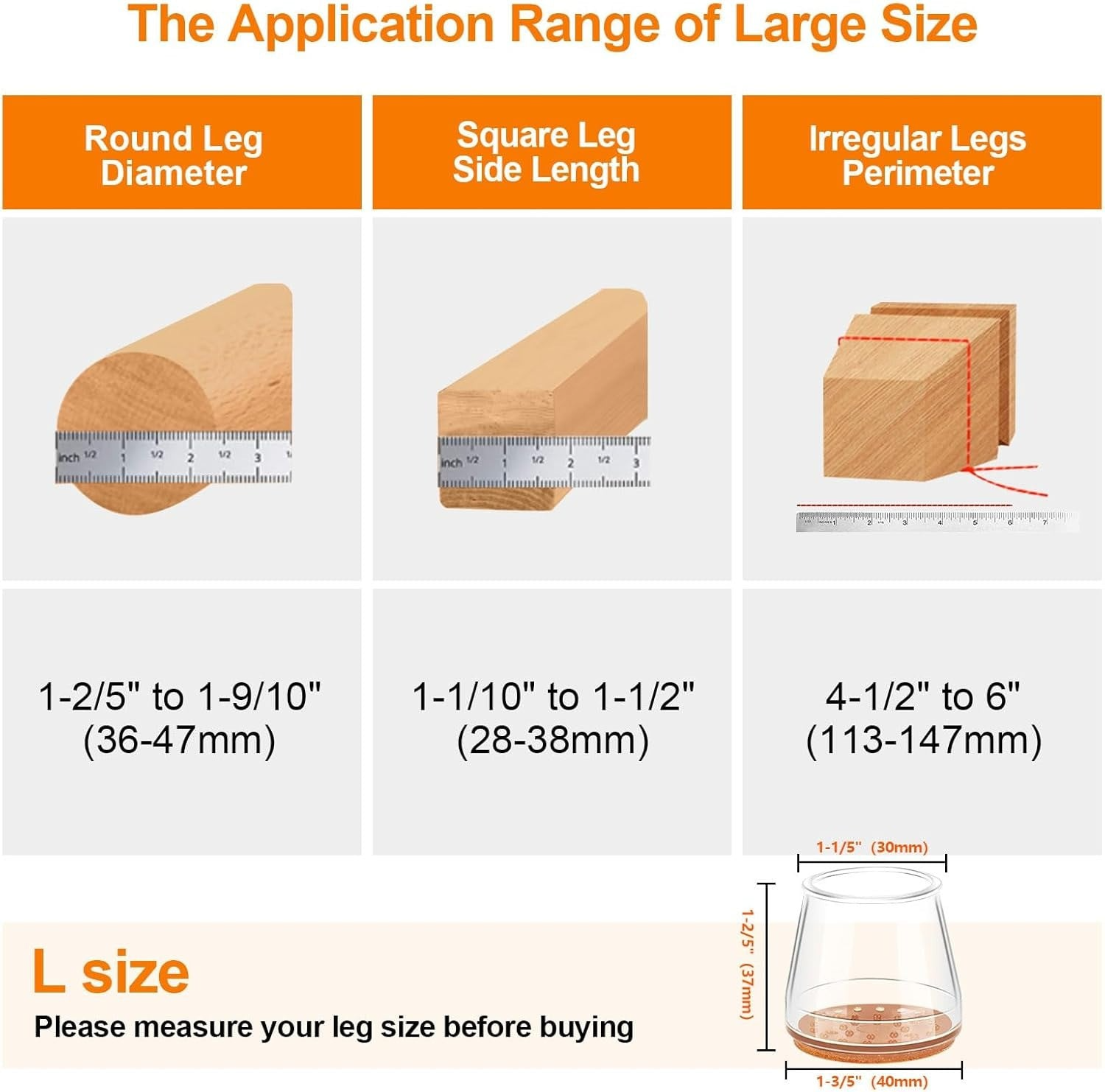 Transparent Chair Leg Floor Protector, Chair Leg Floor Protectors for Hardwood Floors