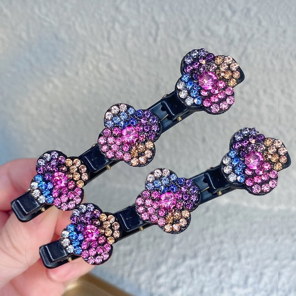 Sparkling Crystal Stone Braided Hair Clips, Braided Hair Clips for Women and Girls