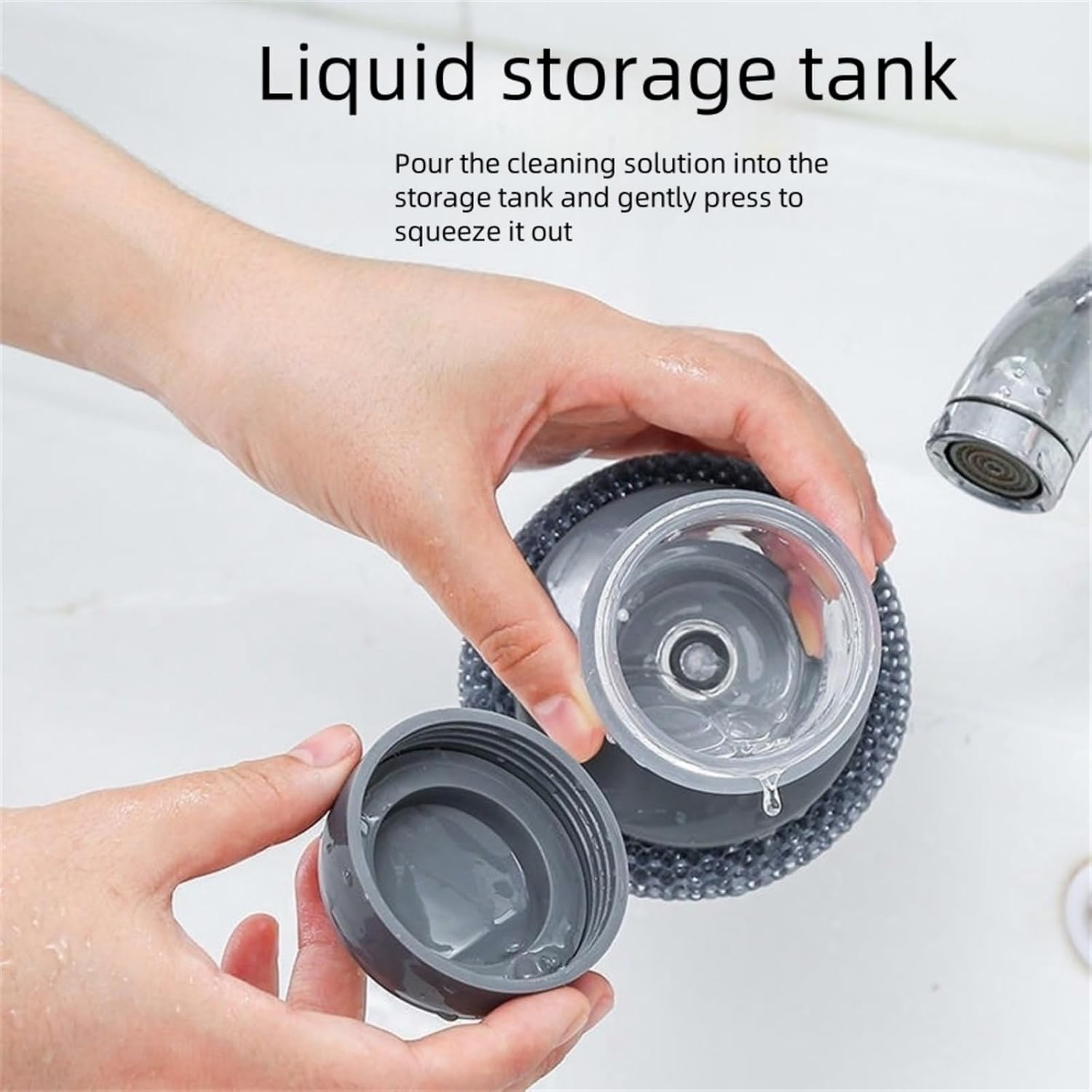 Kitchen Soap Dispensing Palm Brush, Add Liquid Multifunctional Dishwashing Brush Kitchen Cleaning Tool
