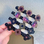 Sparkling Crystal Stone Braided Hair Clips, Braided Hair Clips for Women and Girls