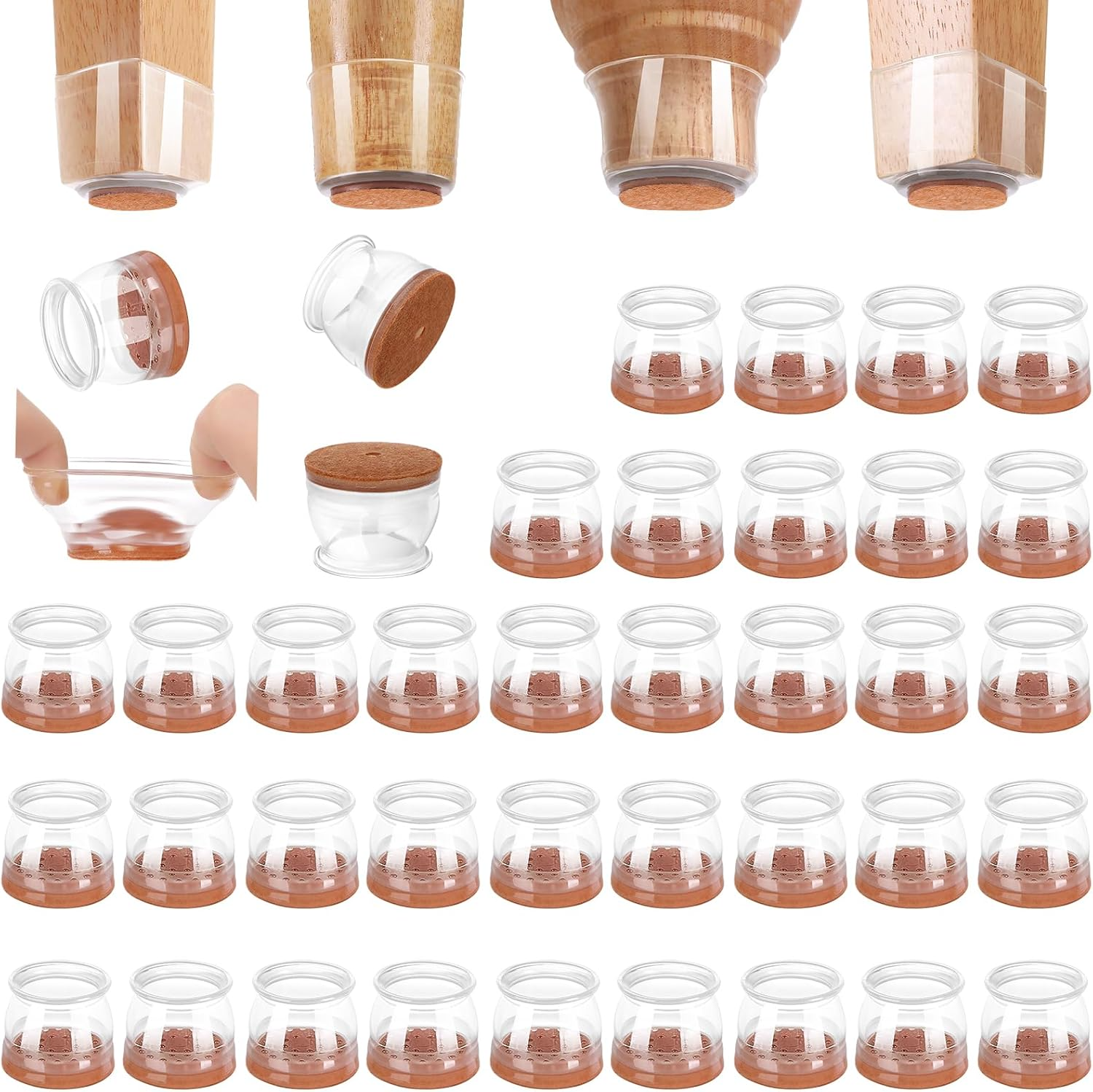 Transparent Chair Leg Floor Protector, Chair Leg Floor Protectors for Hardwood Floors