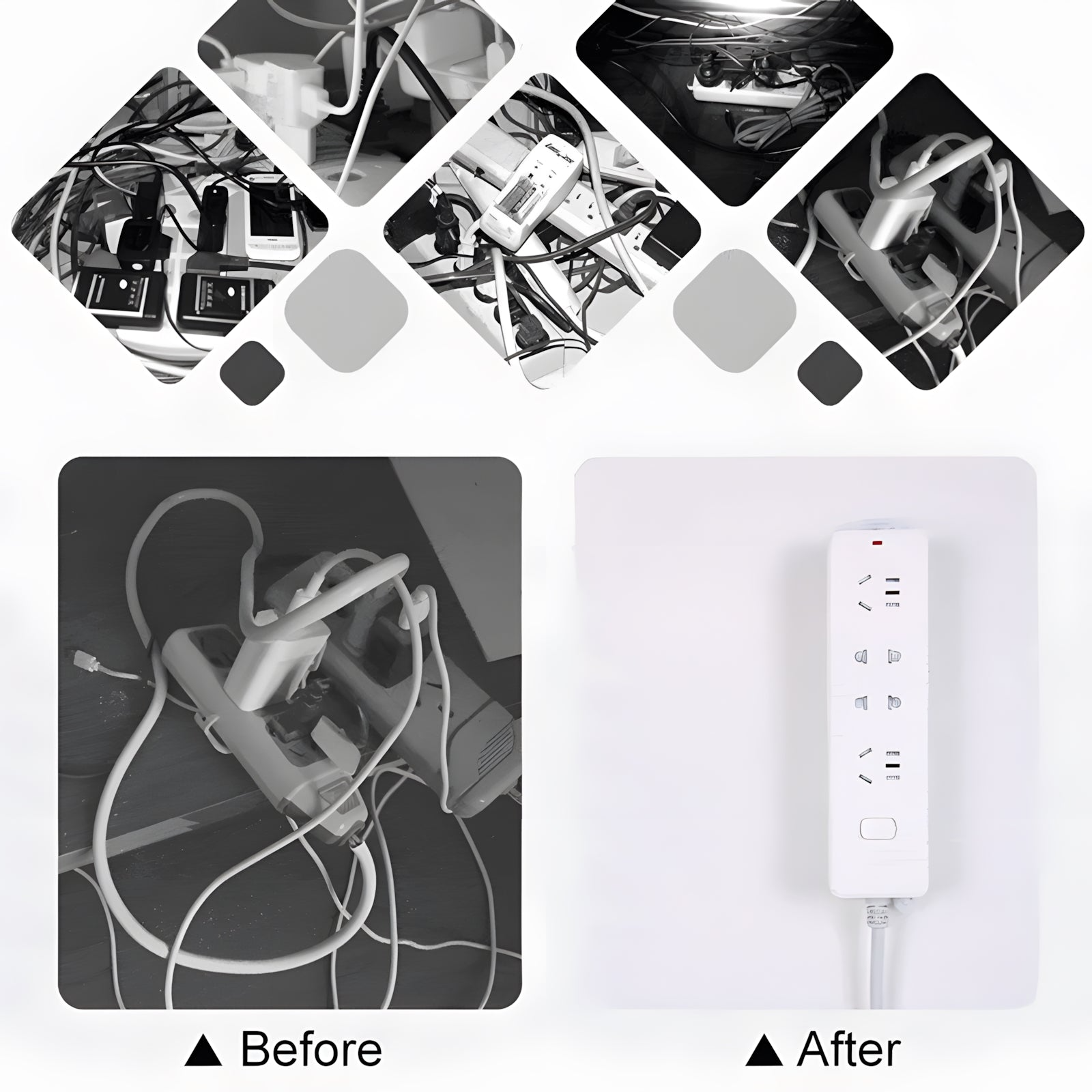 Adhesive Punch-free Socket Holder, Self-Adhesive Desktop Socket Fixer