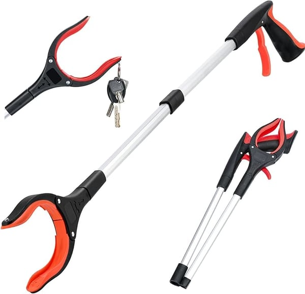 Foldable Grabber With 360° Swivel Clip, Foldable Reacher Grabber Pickup Tool with 360° Rotating Jaw & Magnet