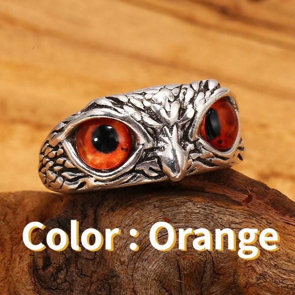 New Adjustable Owl Ring, Vintage Cute Blue Eye Owl Ring for Women Men