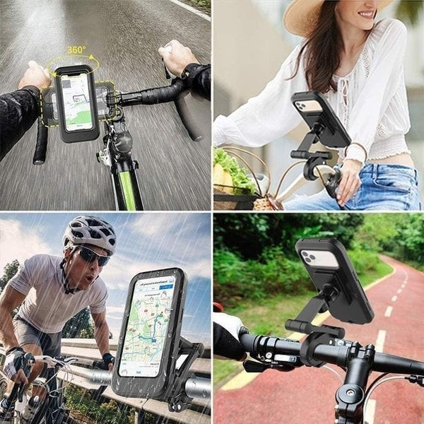 Waterproof Bicycle & Motorcycle Phone Holder,Waterproof Bike Phone Mount, Adjustable Anti-Shock Motorcycle Handlebar Phone Holder