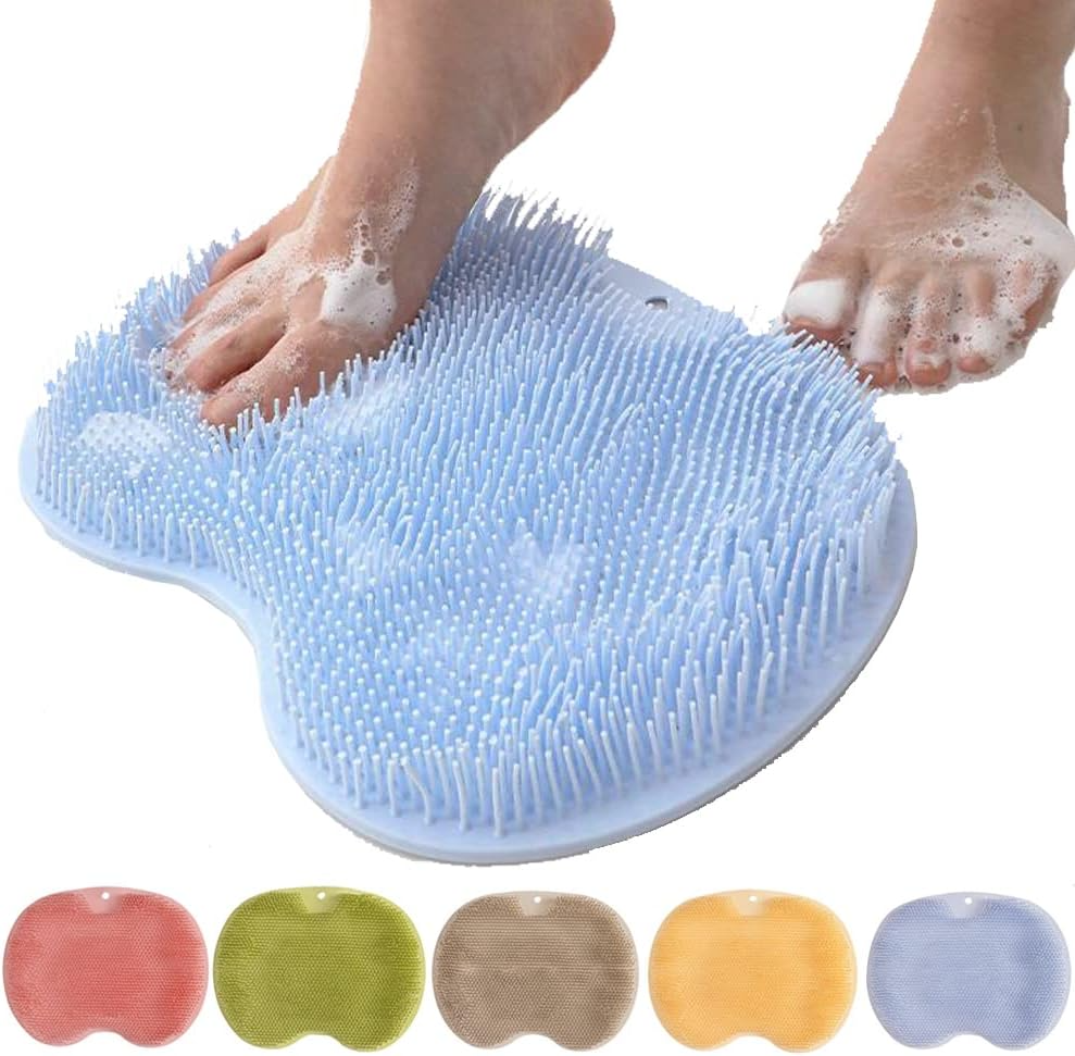 Shower Foot & Back Scrubber Massage Pad, Foot Back Cleaning Pad Back Washer Exfoliating Bath Wash Pad