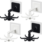360° Rotatable Hooks For Hanging, 4 Pieces 360 Rotating Folding Hook Multi-purpose Hanging Utensil Holder Hook, Hooks for Kitchen Bathroom Cabinet Towel