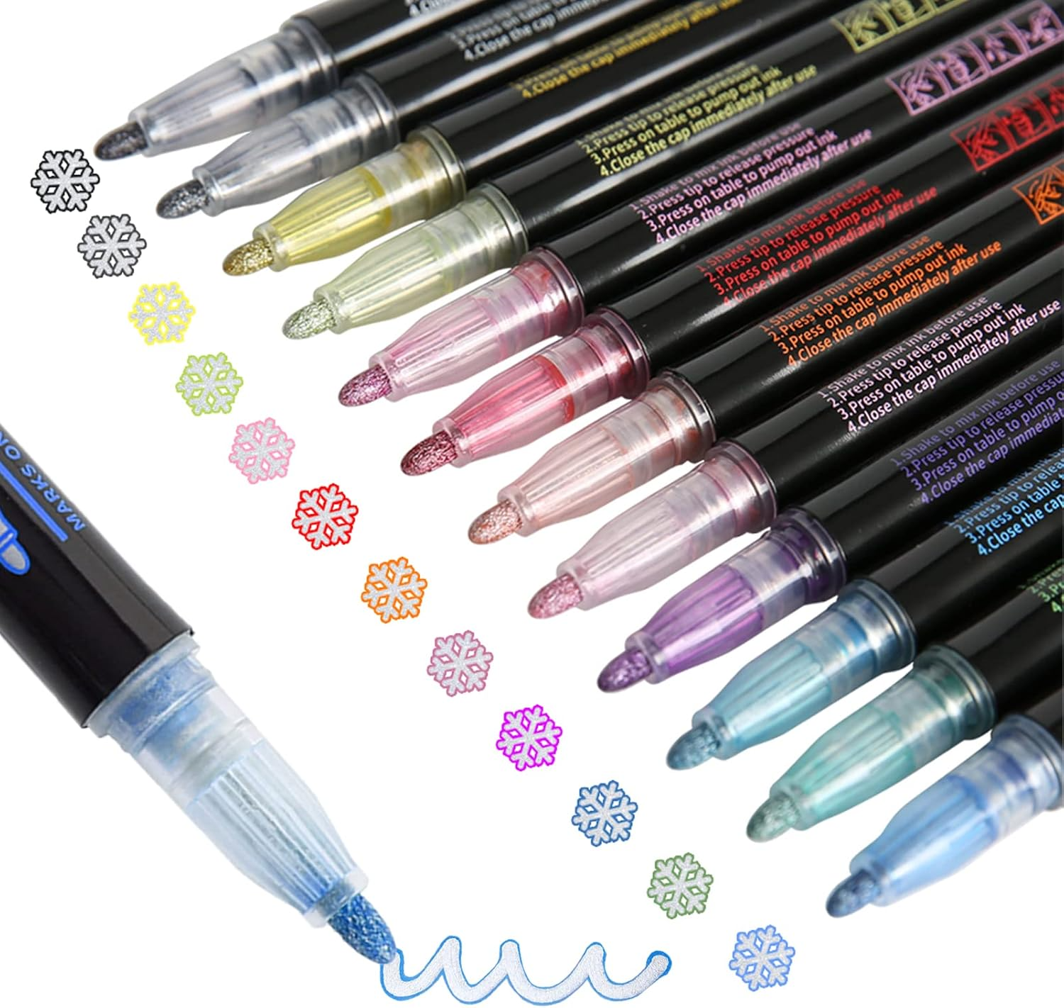 Marker Pen for Highlight, Shimmer Outline Glitter Markers