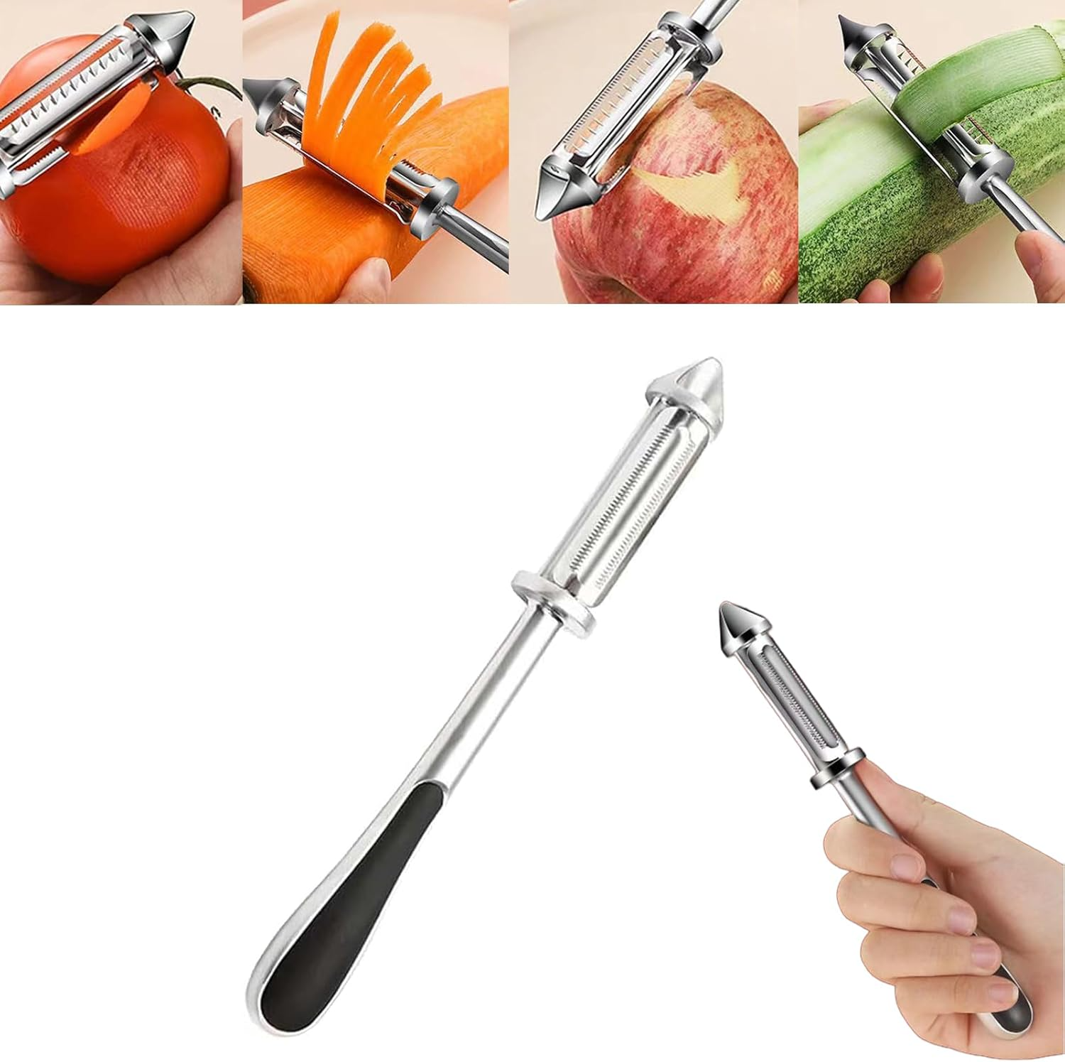 Stainless Steel Multifunctional Veggie Peeler, 3 and 1 Vegetable and Fruit Peeler
