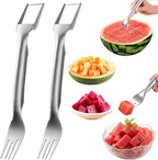 2-in-1 Stainless Steel Fruit Cutter, Dual Head Watermelon Fork Slicer Tool