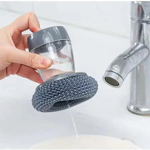 Kitchen Soap Dispensing Palm Brush, Add Liquid Multifunctional Dishwashing Brush Kitchen Cleaning Tool