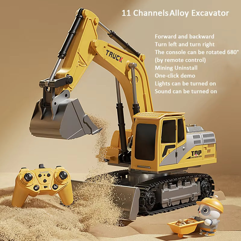 Remote Control Excavator and Dump Truck Full Proportion Toy Set with Lights and Sounds for Adults Kids Boys and Girls RC Construction Vehicles