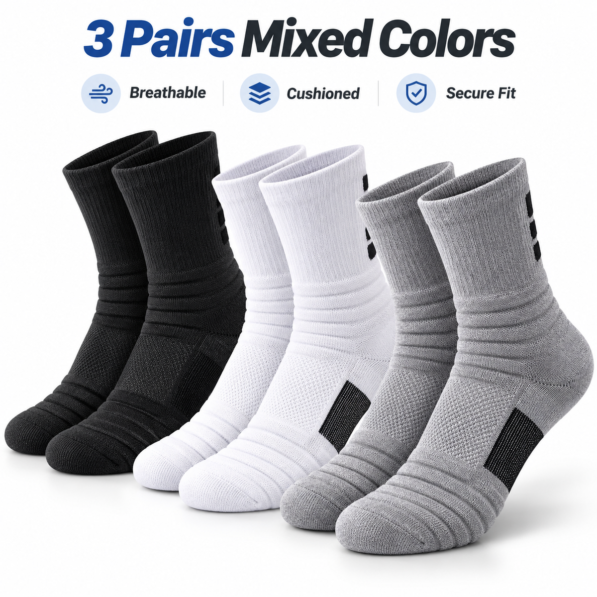 Men’s Compression Sports Socks - Set 3-Pair