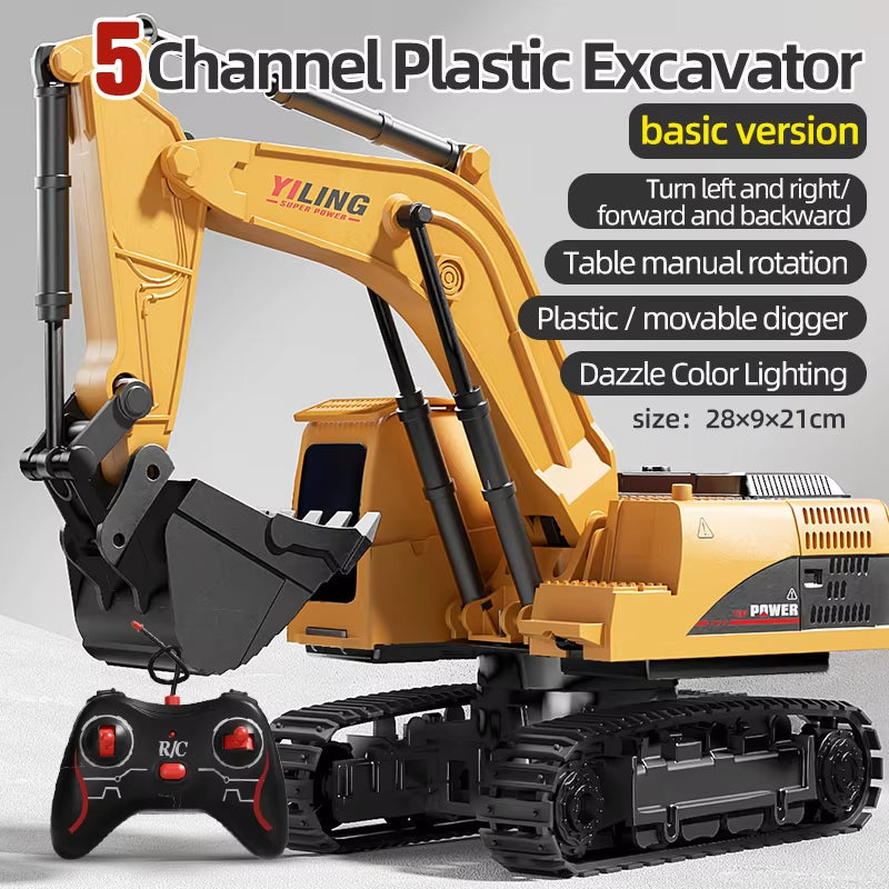 Remote Control Excavator and Dump Truck Full Proportion Toy Set with Lights and Sounds for Adults Kids Boys and Girls RC Construction Vehicles
