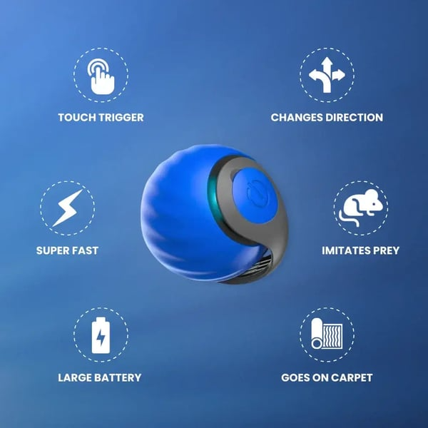 Interactive Electric Rolling Ball with Teasing Tail,Automatic Cat Toy with Tail, Electric Rolling Ball on Carpet