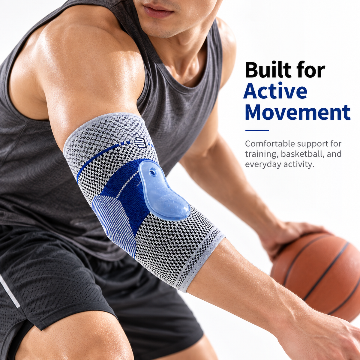 Silicone Pad Compression Elbow Sleeve with 3D Knit Support for Sports & Training