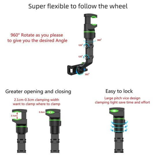 Smart Rearview Phone Holder, Car Phone Holder Rear View Mirror Phone Holder