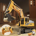 Remote Control Excavator and Dump Truck Full Proportion Toy Set with Lights and Sounds for Adults Kids Boys and Girls RC Construction Vehicles