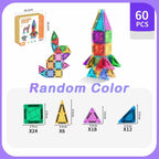 Mini Magnetic Tiles Building Blocks 40PCS - Montessori Educational Magnet Travel Construction Set with Iron Storage Box, Airplane Activities Toys