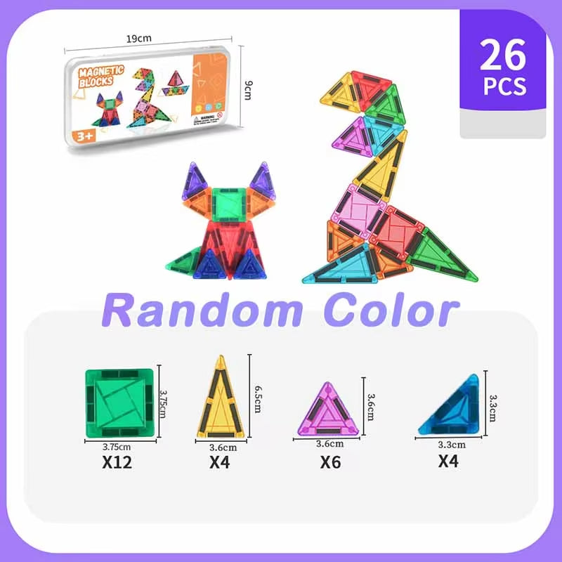 Mini Magnetic Tiles Building Blocks 40PCS - Montessori Educational Magnet Travel Construction Set with Iron Storage Box, Airplane Activities Toys