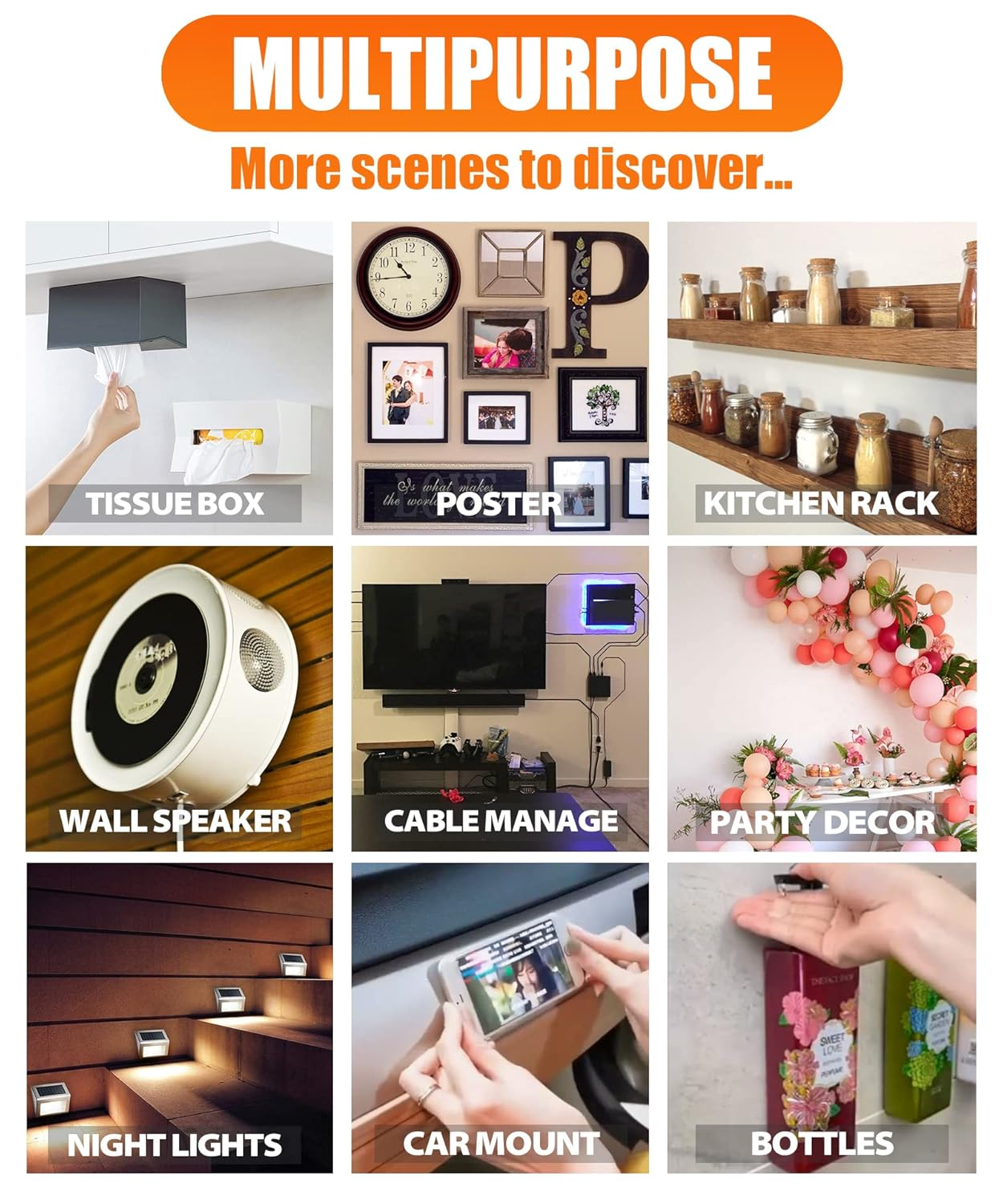 Transparent Magic Nano Tape Double Sided Grip, Removable Nano Tape for Poster Carpet Picture Hanging Strip Rug Wall Outdoor